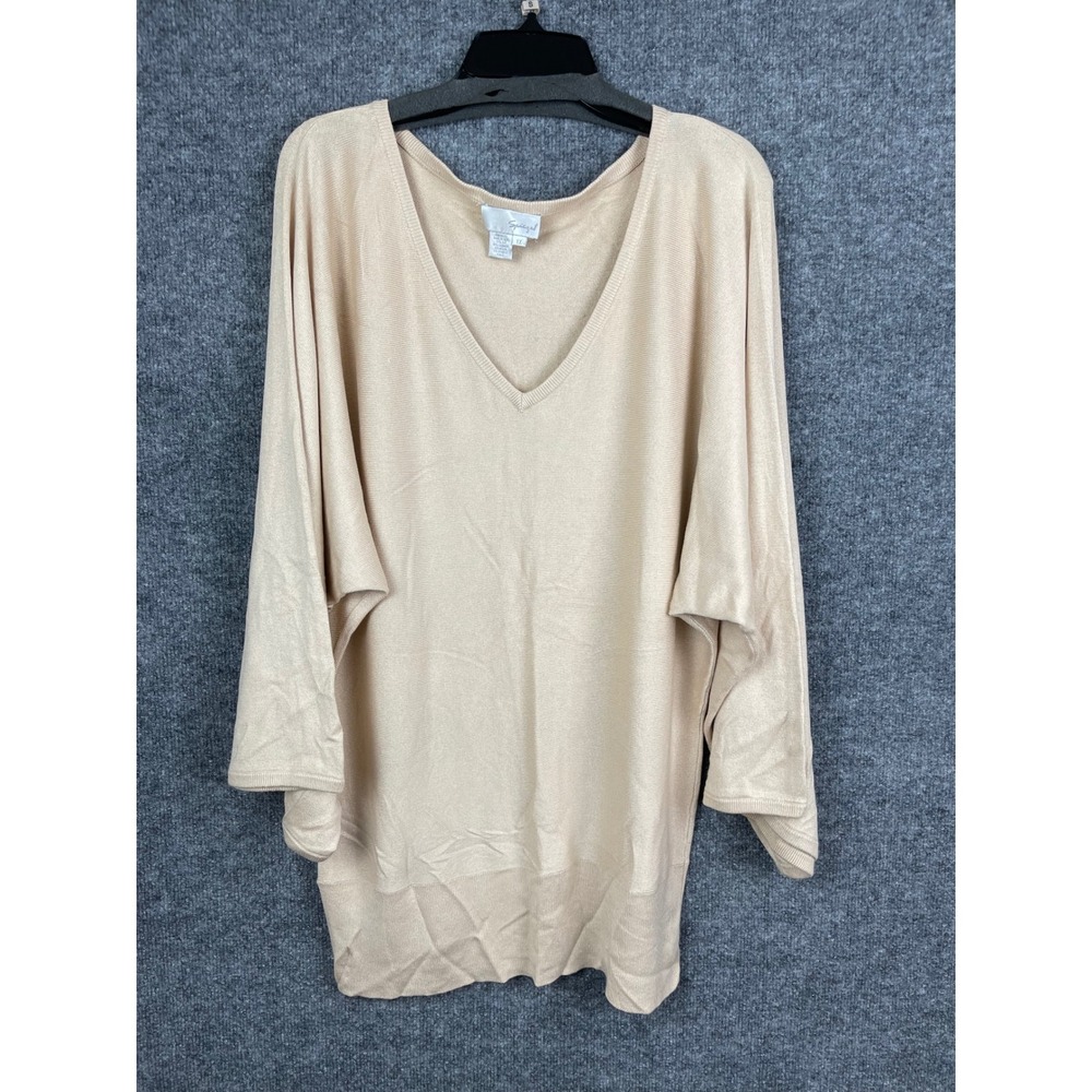 Spiegel Sweater Womens‎ 1X Beige Excellent Silk Cashmere Blend Dolman V-Neck Top